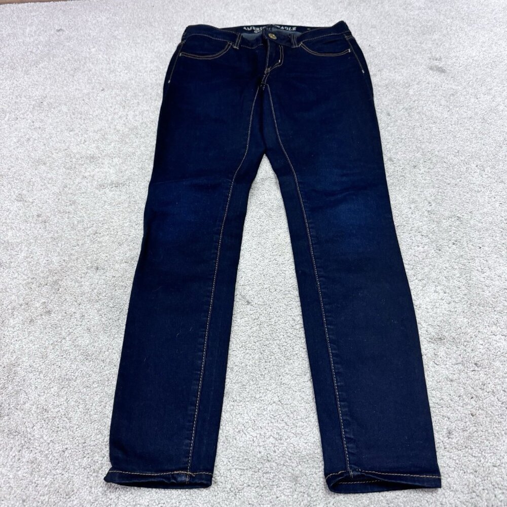 American Eagle Outfitters Jeans Jegging Super Stretch Blue Pockets Size 2 Short